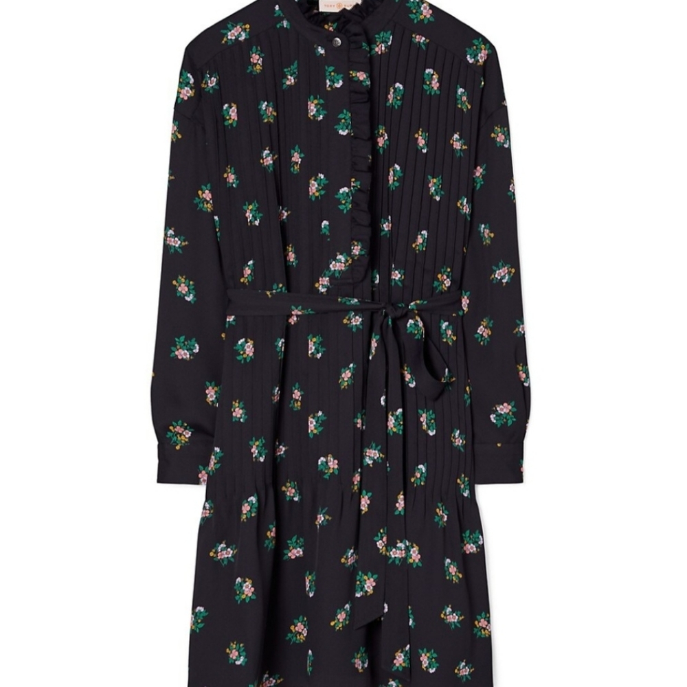 Tory Burch Daybreak Ditsy Ruffle Cora Dress - Black